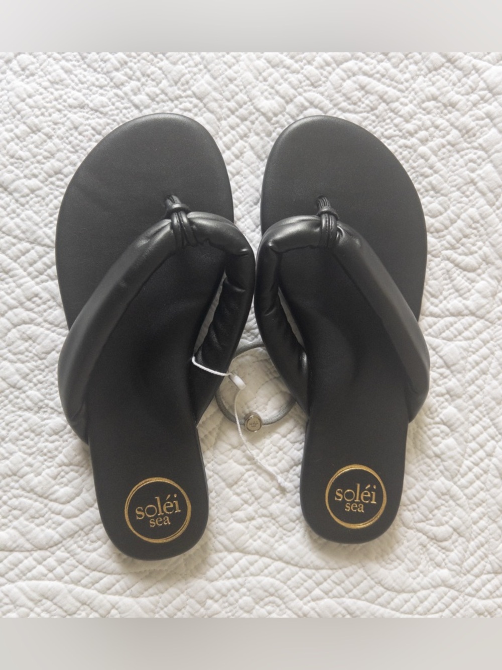 NWOT Solei Sea Gizel Pillow Strap Sandals Noir Black Size 8 US/39 - Picture 7 of 11